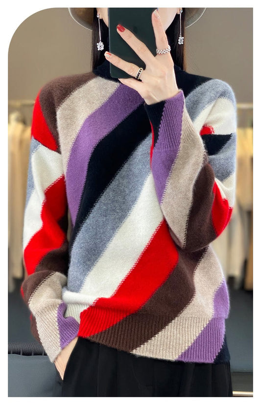 JO | Contrast color turtleneck sweater 2024