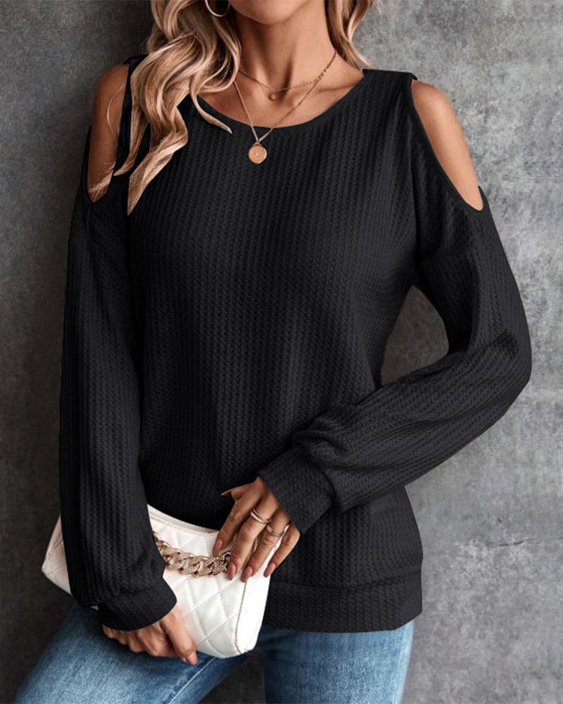 Nicole® | Casual Long Sleeve Off Shoulder Sweater