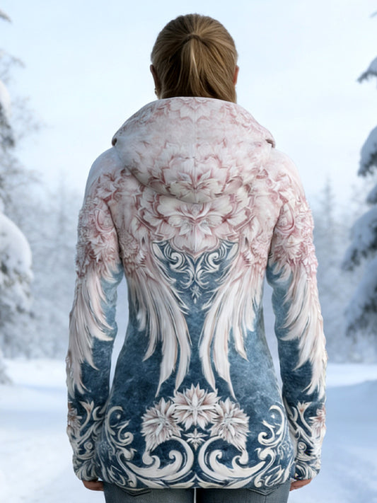 Comstylish Women's Vintage Viking Wings Print Hoodie