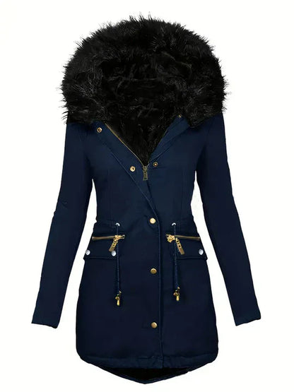 JO | Parka jacket with faux fur hood and drawstring