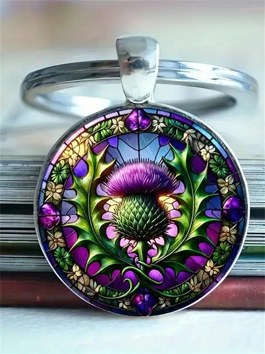 Vintage Scottish Thistle Keychain artswardrobe