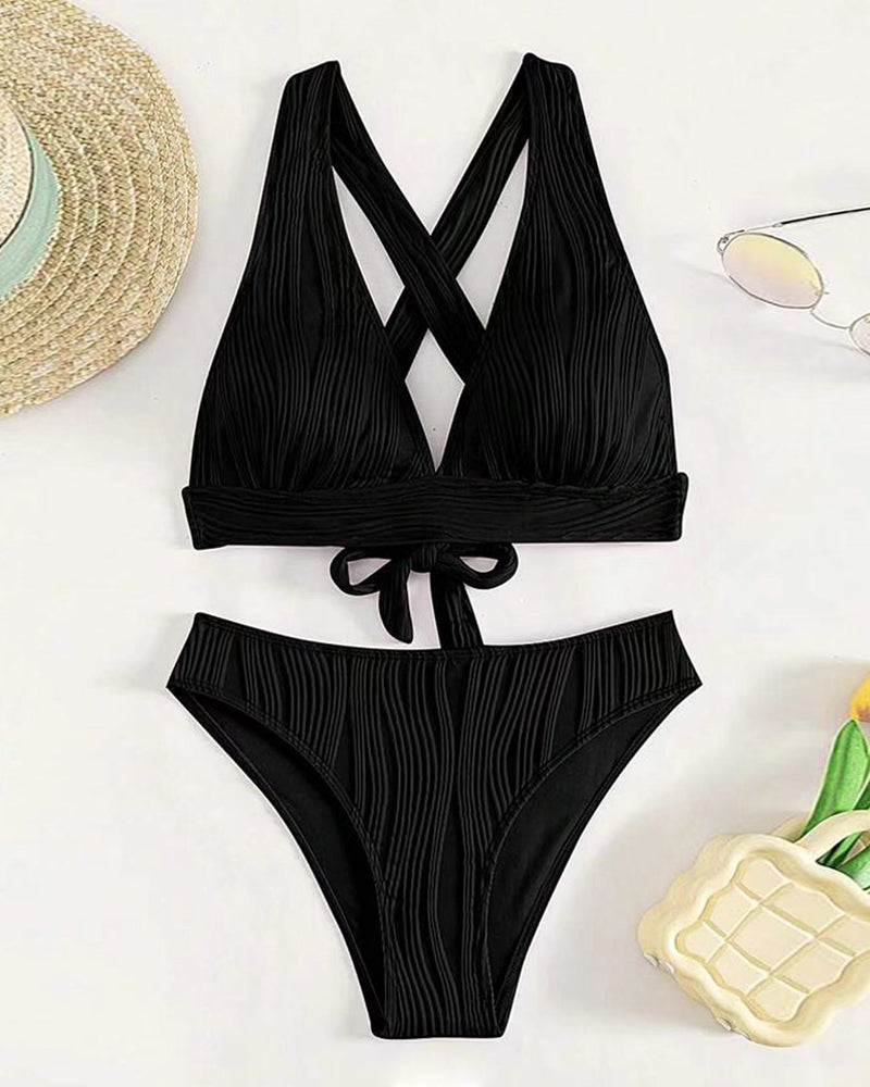 KS | Single-colored, sexy bikini with deep V-neckline