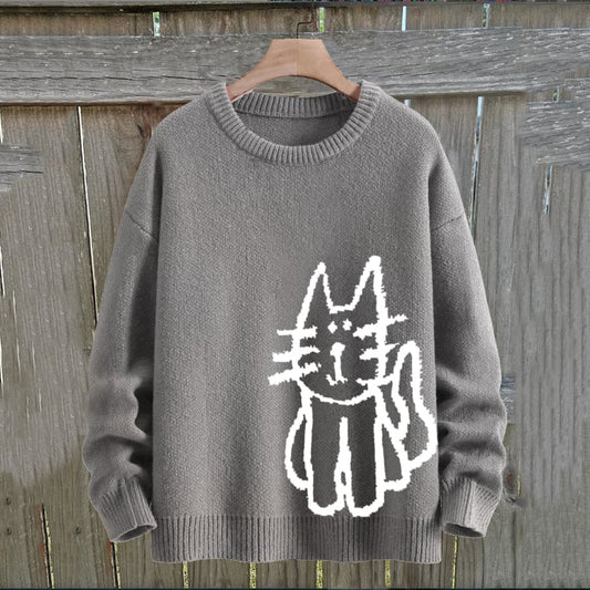 Women's Cat Knitted Art Cozy Sweater artswardrobe