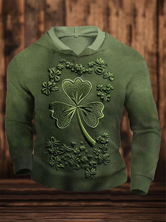 Men's Retro Saint Patrick's Day Printed Small V-neck Hoodie artswardrobe