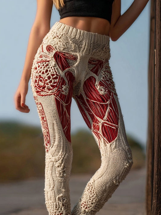 Halloween Vintage Muscle Anatomy Art Cozy Knit Leggings artswardrobe