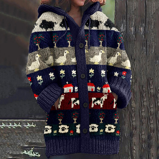 Vintage Rural Animal Knitted Warm Sweater Cardigan artswardrobe