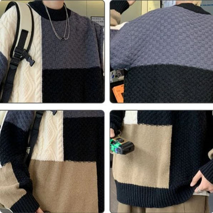JO | Patchwork jacquard knitted sweater