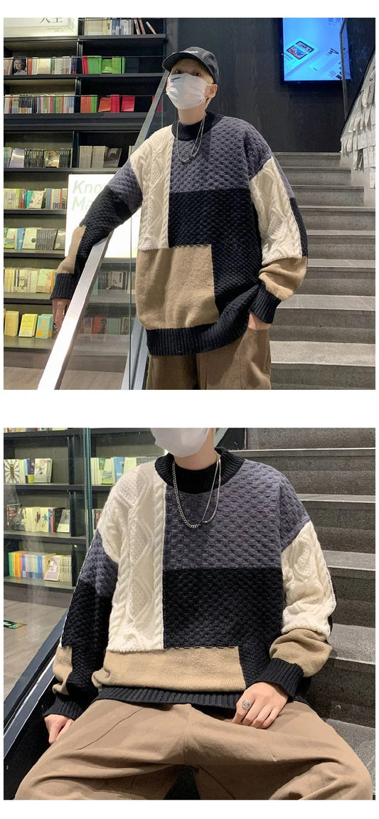 JO | Patchwork jacquard knitted sweater