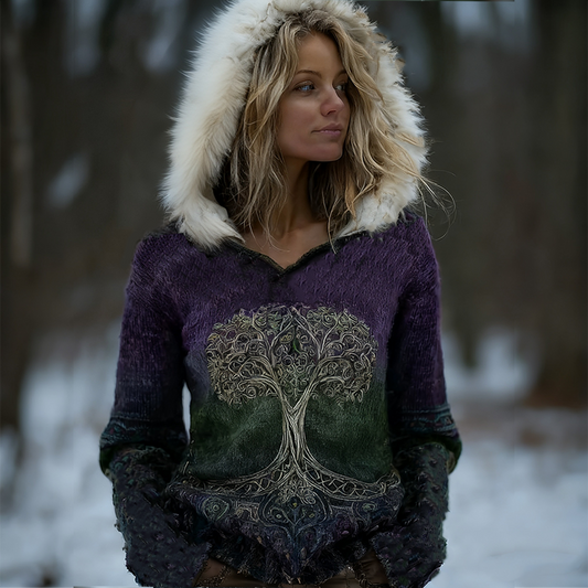Comstylish Bohemian Retro Gradient Color Women's Winter Knit Sweater