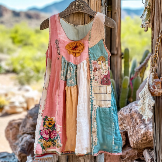 Women's Vintage Floral Patch Art Tank Top artswardrobe