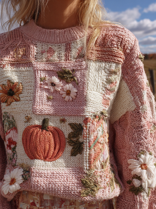 Comstylish Women's Autumn/winter Thanksgiving Round Neck Warmth-giving Knit Sweater