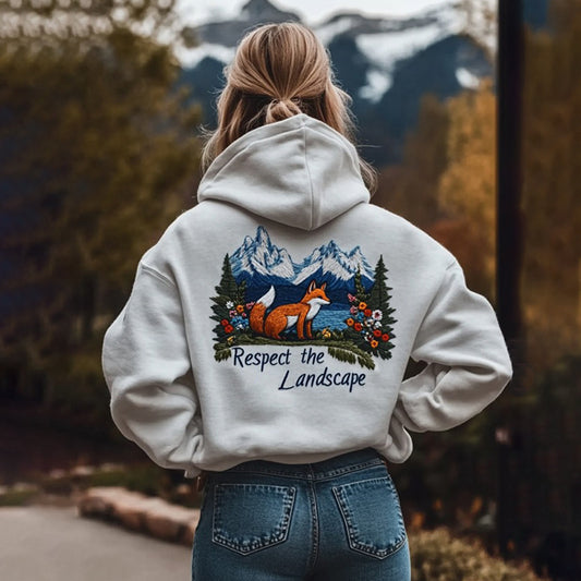 Respect The Landscape Fox And Floral Embroidered Hoodie artswardrobe