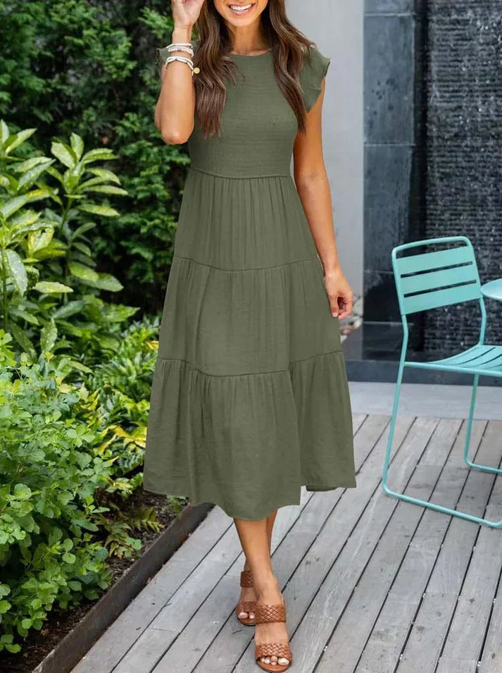 KS | Midi dresses with short sleeves for women