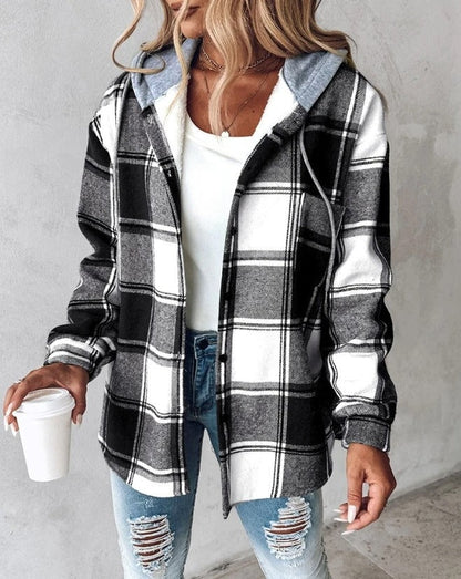 JO | warm check jacket with hood