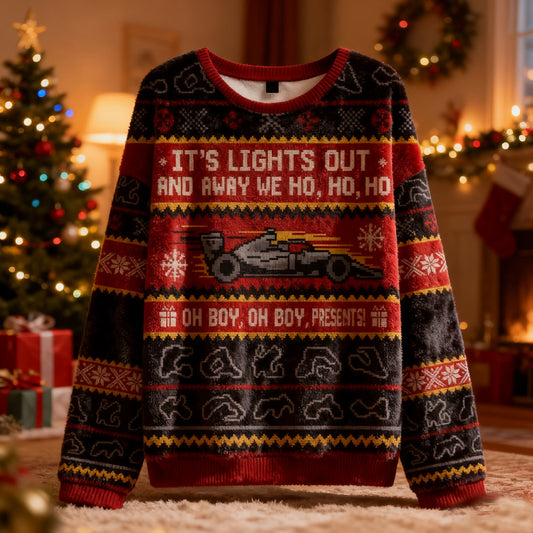 Comstylish Festive Lights Out Racing Christmas Ugly Sweater