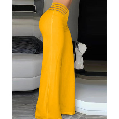 KS | Elastane flare pant with crossed waistband