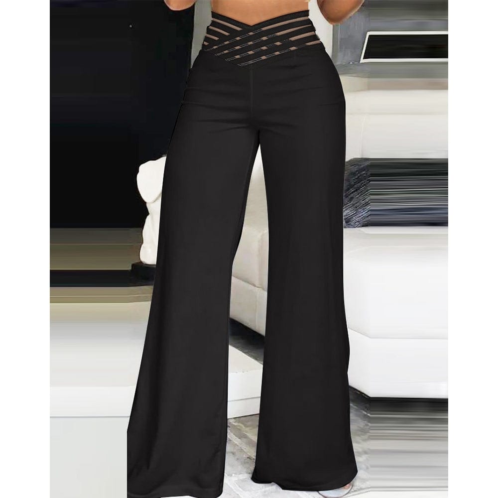KS | Elastane flare pant with crossed waistband