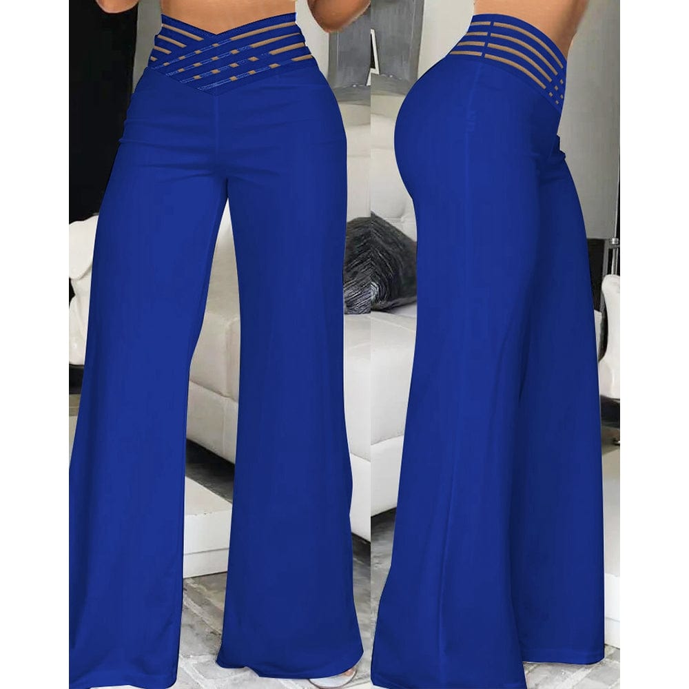 KS | Elastane flare pant with crossed waistband