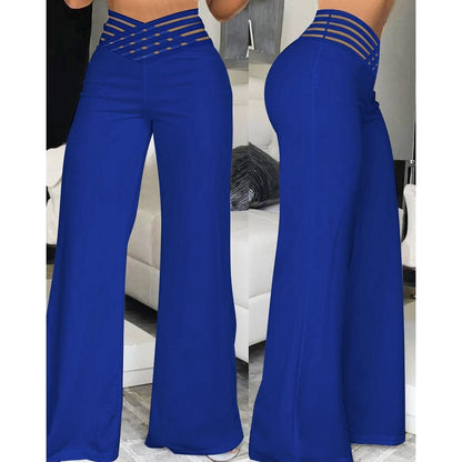 KS | Elastane flare pant with crossed waistband