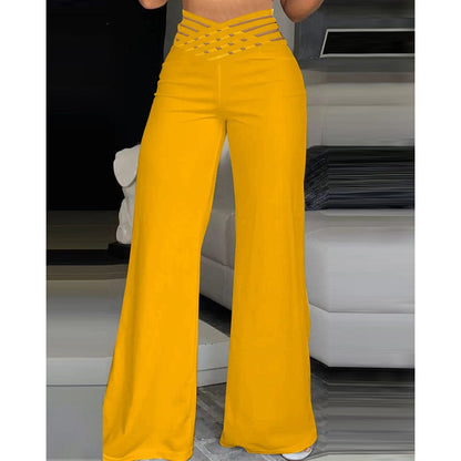 KS | Elastane flare pant with crossed waistband