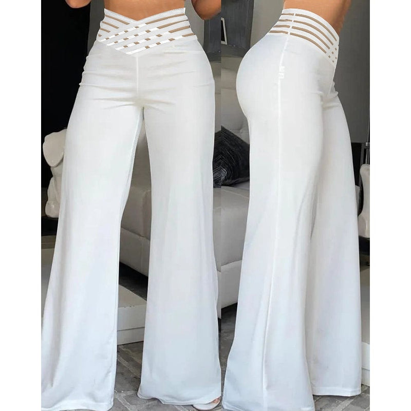 KS | Elastane flare pant with crossed waistband
