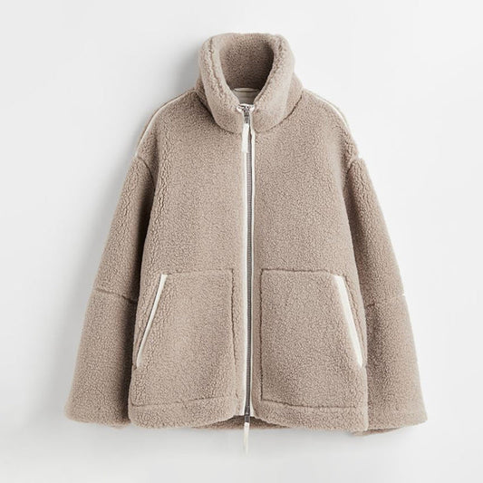 JO | Warm teddy fleece jacket with zipper for women