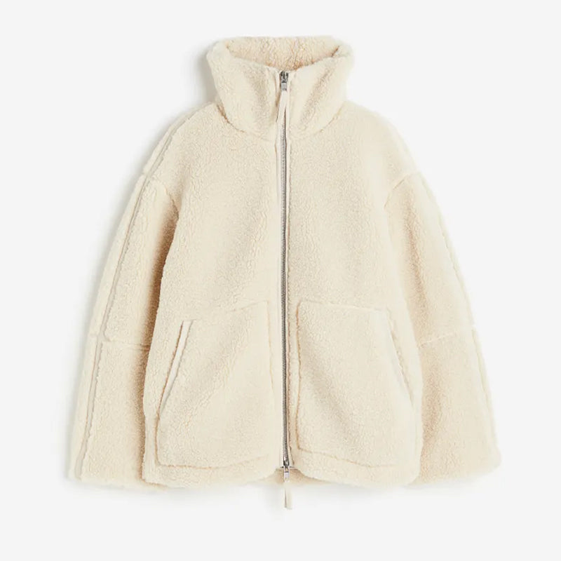 JO | Warm teddy fleece jacket with zipper for women