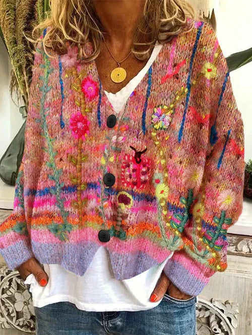 KS | Flowered cardigan with buttons