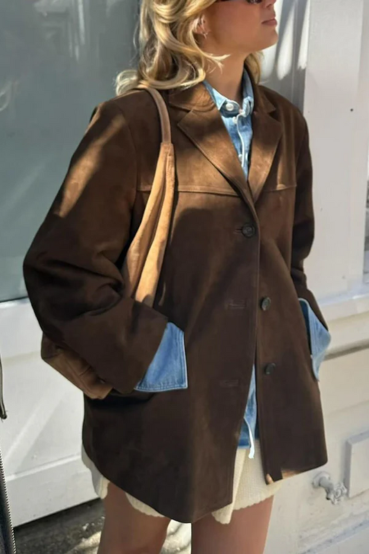 JO | Women's vintage long sleeve slim-fit hairstyle button-down jacket with button closure