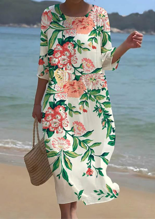 Women's Irregular Floral Pattern Resort Style Dress