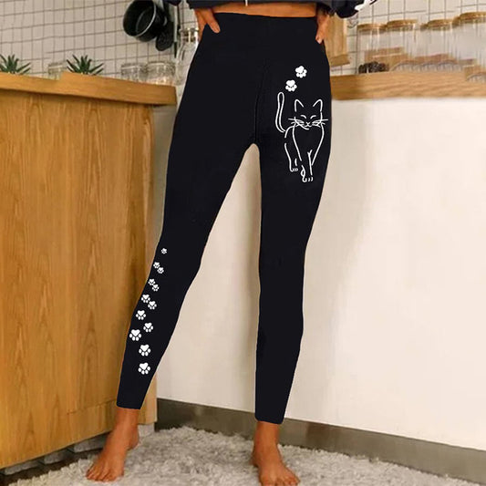 Comstylish Paw Print Cute Cat Leggings