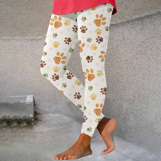 Comstylish Dog Paw Print Casual Leggings