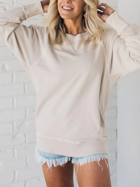 Comstylish Women's Ribbed Accent Pocketed Pullover
