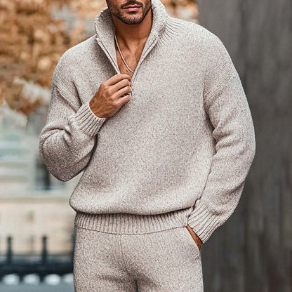 Stylish Wool Half Zipper Sweater And Knitted Pants Two-Piece Set elevenforest