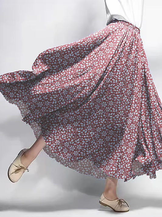 Women's Vintage Botanical Floral Print Skirt artswardrobe