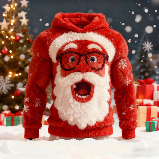 Comstylish Men's Funny Vintage Christmas Santa Claus Art Flannel Hoodie
