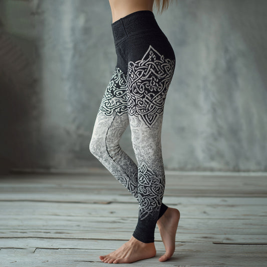 Vintage Viking Celtic Knot Art Knit Cozy Casual Leggings