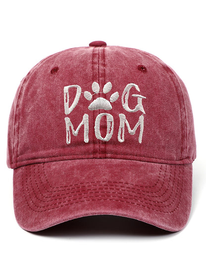 Comstylish Dog Mom Embroidered Washed Track Cap