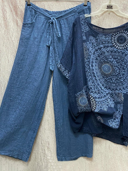 KS | Two-piece set with loose bohemian print