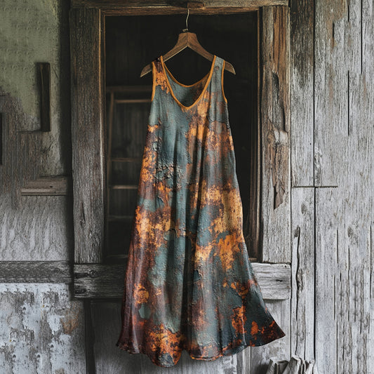 Vintage Rust Art Tank Midi Dress artswardrobe