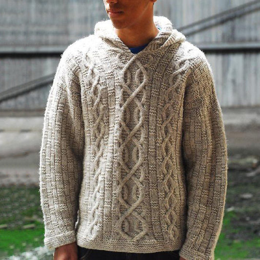 Vintage Pattern Knitted Hooded Sweater elevenforest