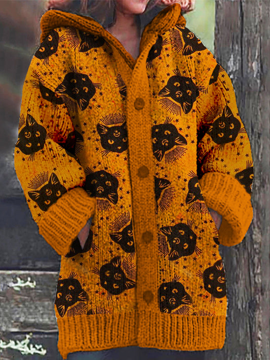 Halloween Black Cats Cardigan Sweater artswardrobe