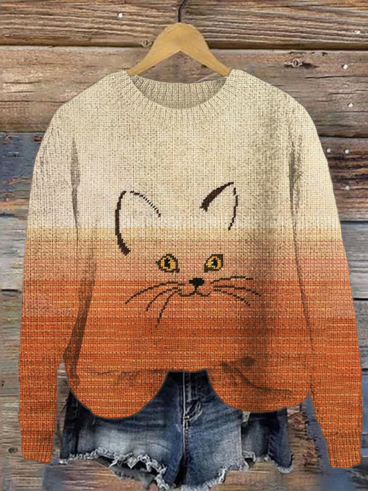 Comstylish Cat Emoji Gradient Women's Cozy Sweater
