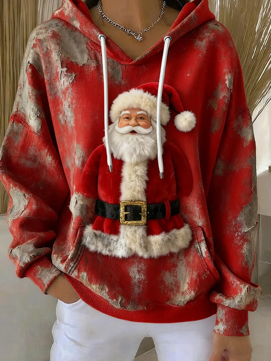 Comstylish Women's Retro Christmas Art Print Casual Sweatshirt