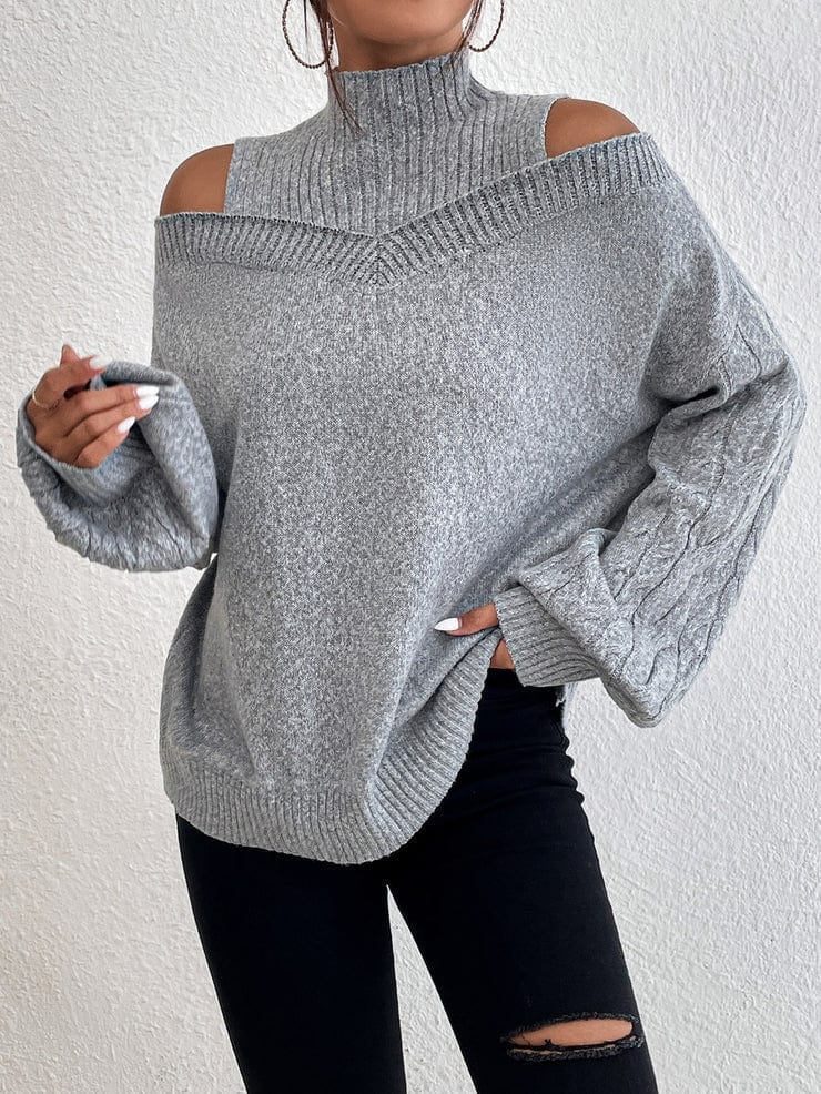 JO | MW Gray sweater with open shoulders