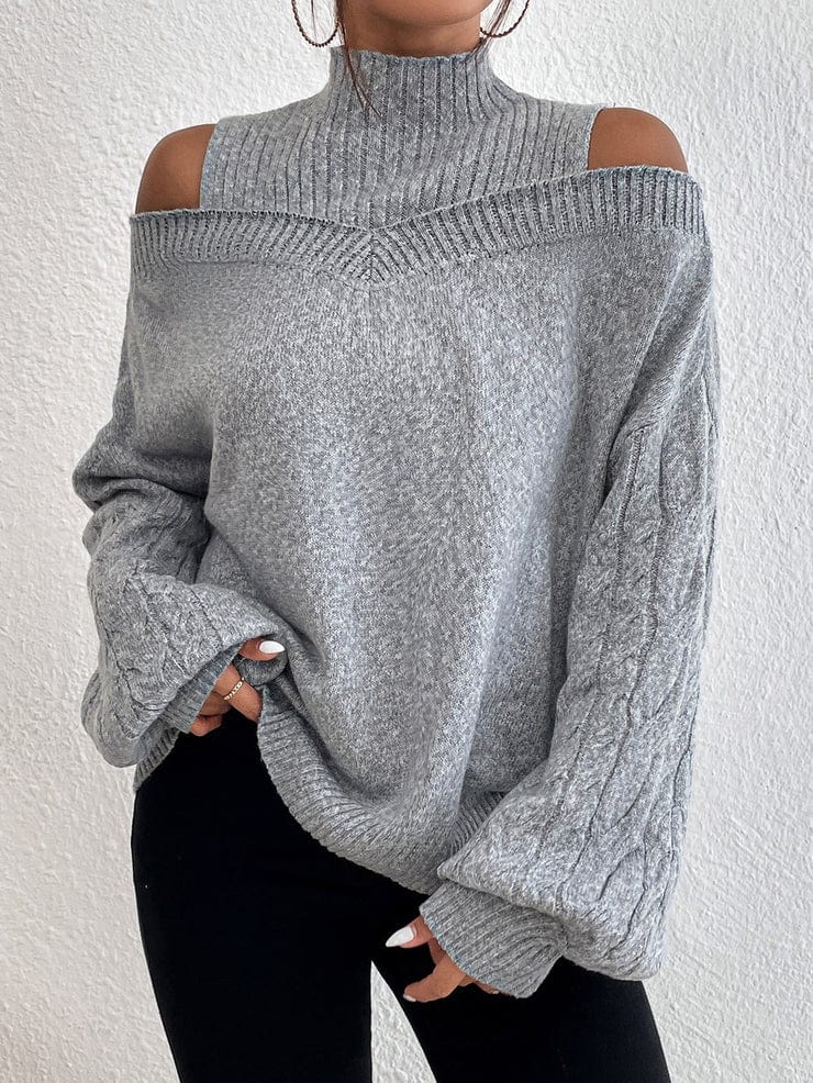 JO | MW Gray sweater with open shoulders