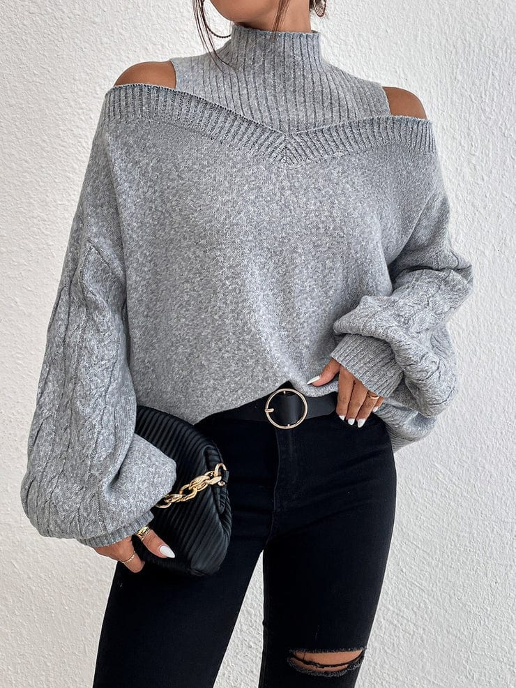 JO | MW Gray sweater with open shoulders