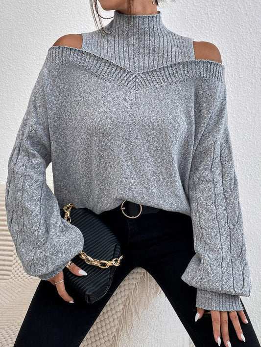 JO | MW Gray sweater with open shoulders