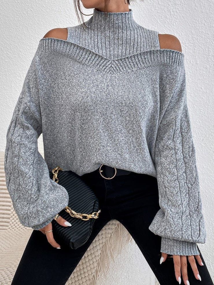 JO | MW Gray sweater with open shoulders