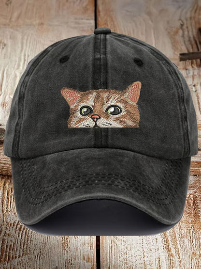 Cute Cat Animal Print Vintage Baseball Cap elevenforest